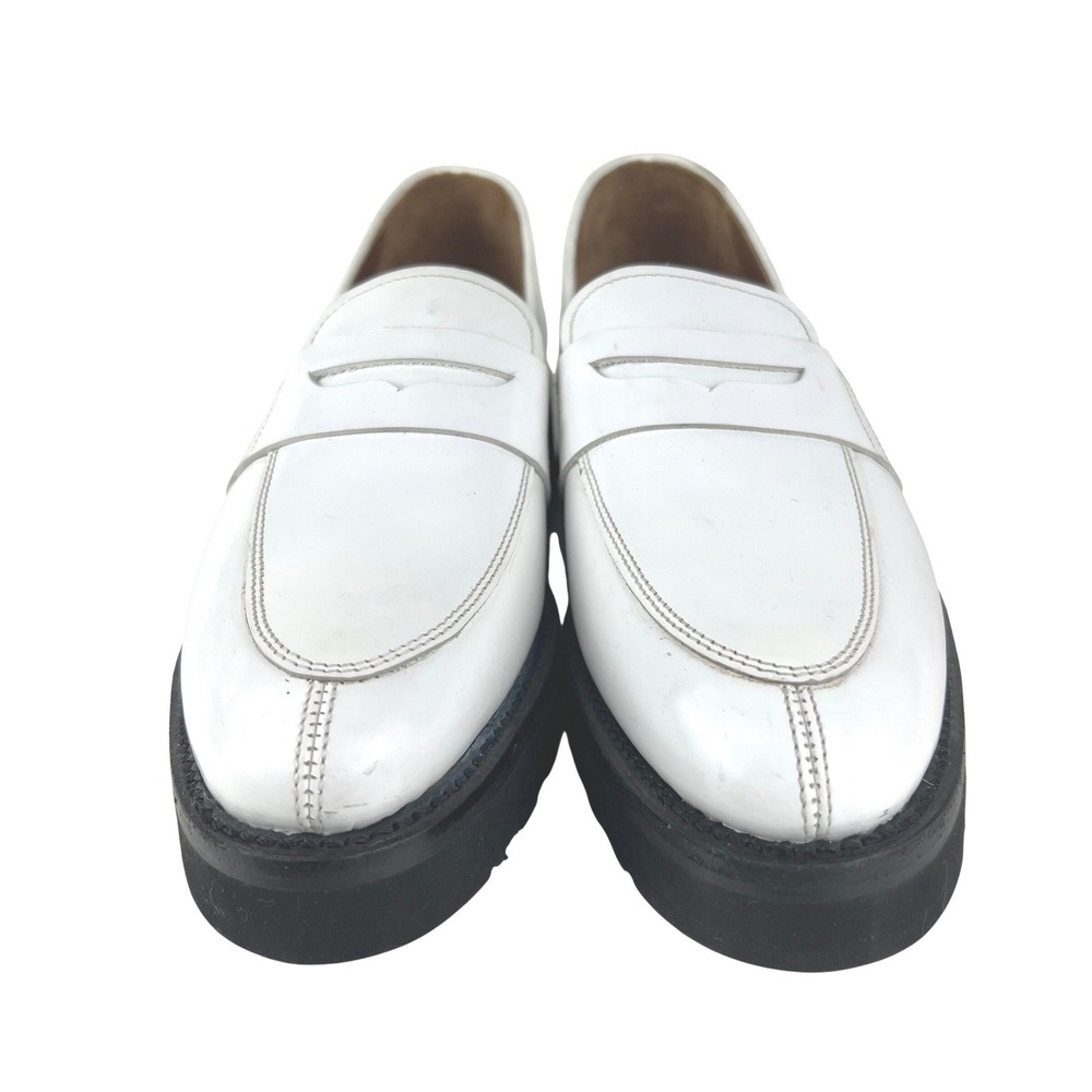 GRENSON White Patent Leather Penny Loafers Chunky Sole Shoes Women narrow - Picture 3 of 9